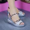 Slope Heel Roman Sandals Women's 2025 Summer New Fashion Outer Wear Thick-soled Heightening Flat-soled Mother Shoes Women's Sandals