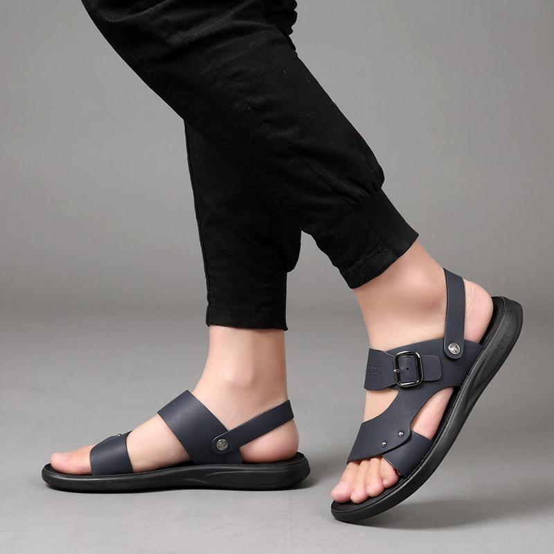 Summer Outdoor Black Leather Casual Sports Sandals Men Roman Trekking Beach Sandalias Male Breathable Design Water Sneakers