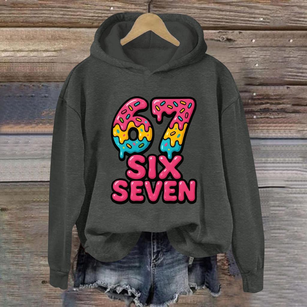 Damen Modisches Lässiges Langärmliges Bedrucktes Kapuzensweatshirt