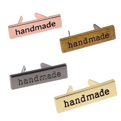 10pcs Metal Handmade Labels Tags for Clothes Jeans Shoes Bags Garment Rectangle Hand Made Printed Label DIY Sewing Craft