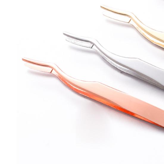 Eyelash Tweezers Mini Auxiliary Clamp Stainless Steel Eyelash Extension Curler Nipper Makeup Tools