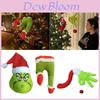 Decorațiuni de Crăciun fermecătoare Grinch Picior și cap verde cu blană Set ornament pentru pom