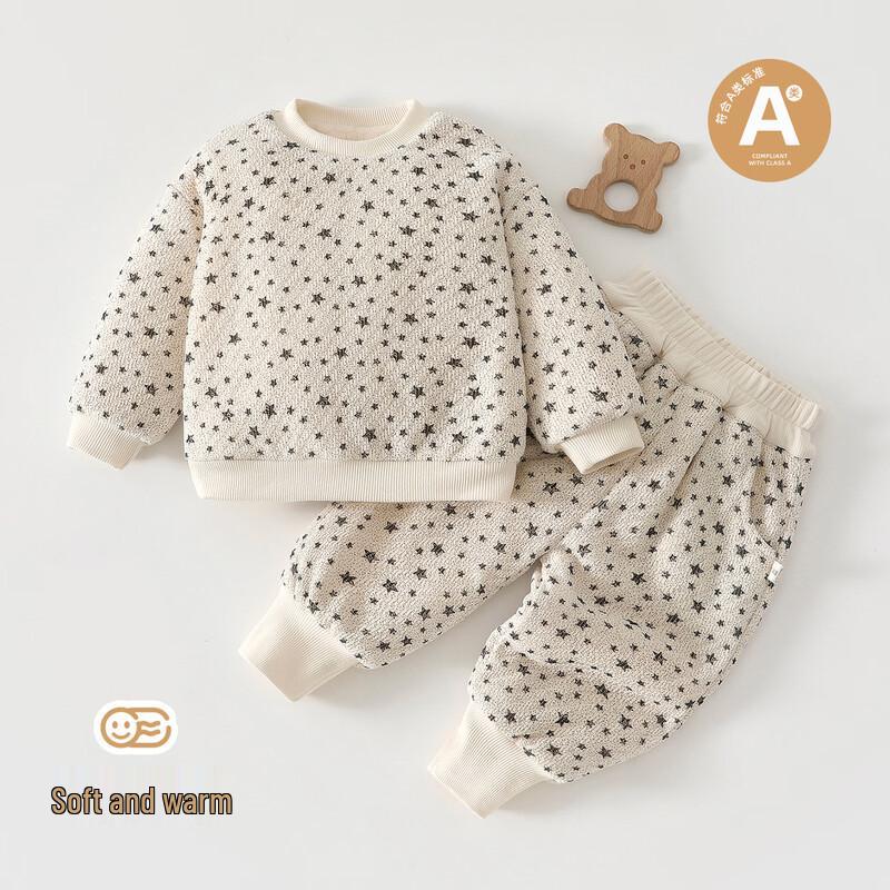 Little Sheep Dudu Infant Toddler Padded Jacquard Sweatshirt  Pants Set EU 37