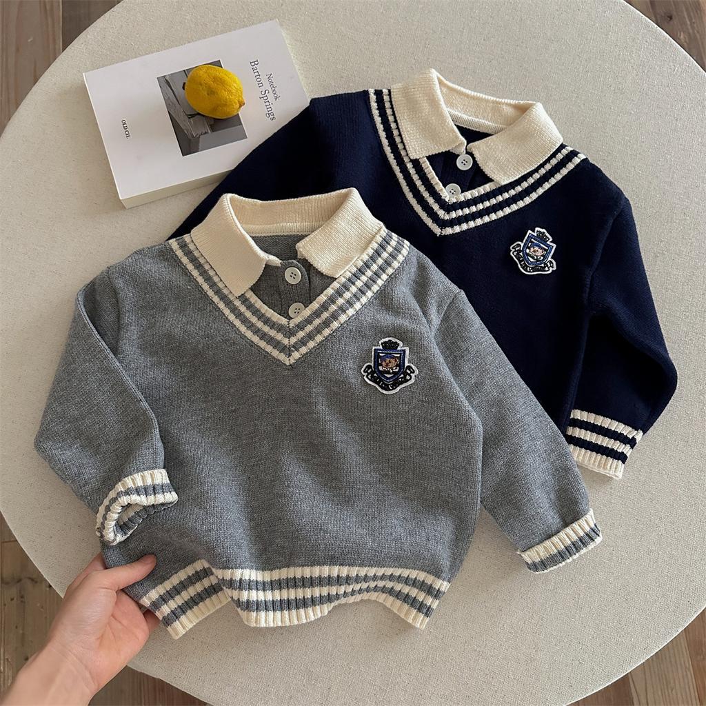 Boys Knit Cardigan with Mock Layered Look Autumn Winter School Sweater Jacket