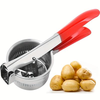 Kartoffelstampfer aus Edelstahl, Kartoffelpresse, Manuelles Handgerät für Kartoffelpüree, Geriebenes Gemüse und Frische Saftpresse