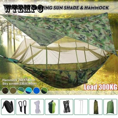 Hamac de Camping Portable léger et auvent de tente, bâche anti-pluie, moustiquaire étanche, auvent en Nylon 210T