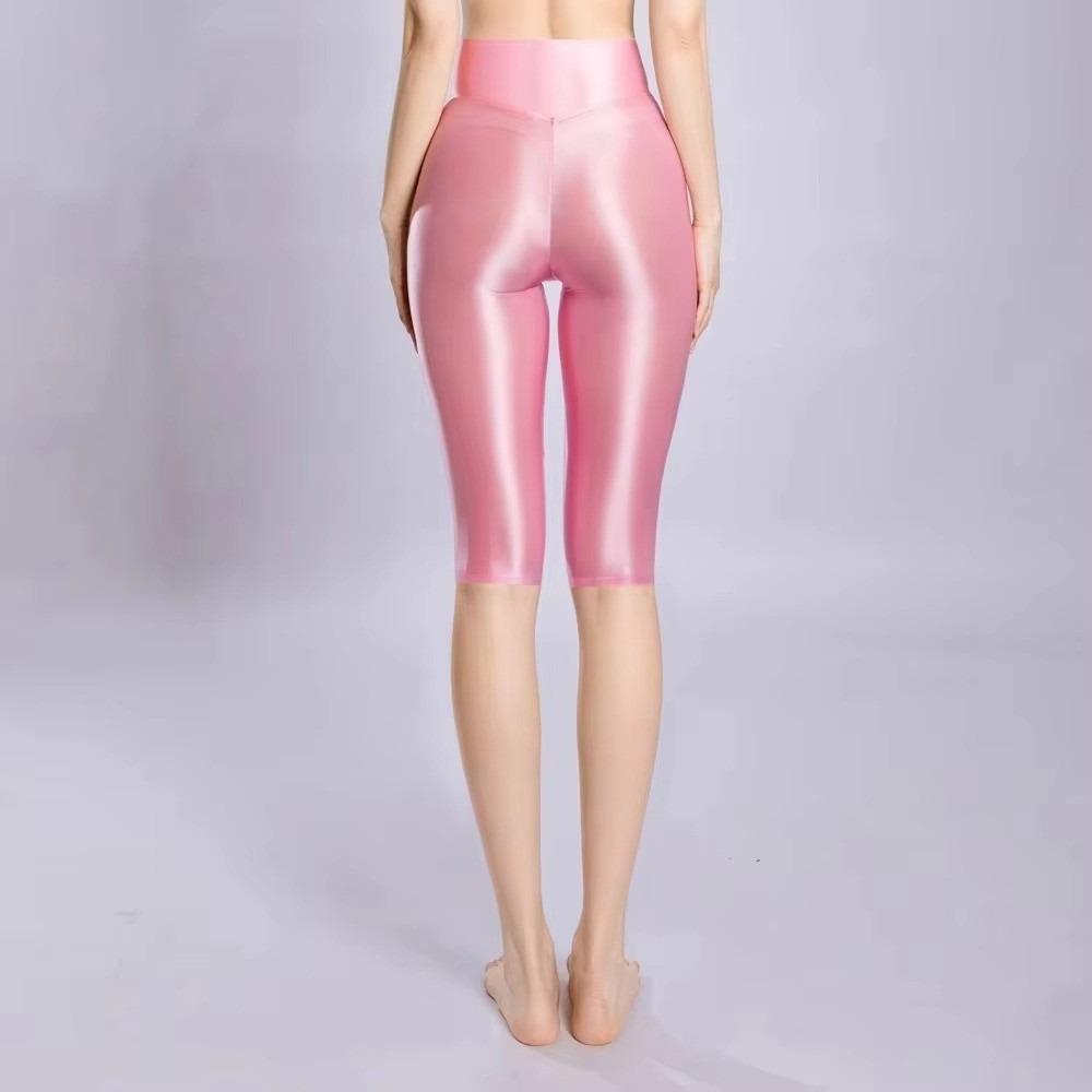 Shorts brillants longueur genou Collants pêche pour hanches Legging Pantalons de yoga fins Pour le fitness les joggeurs