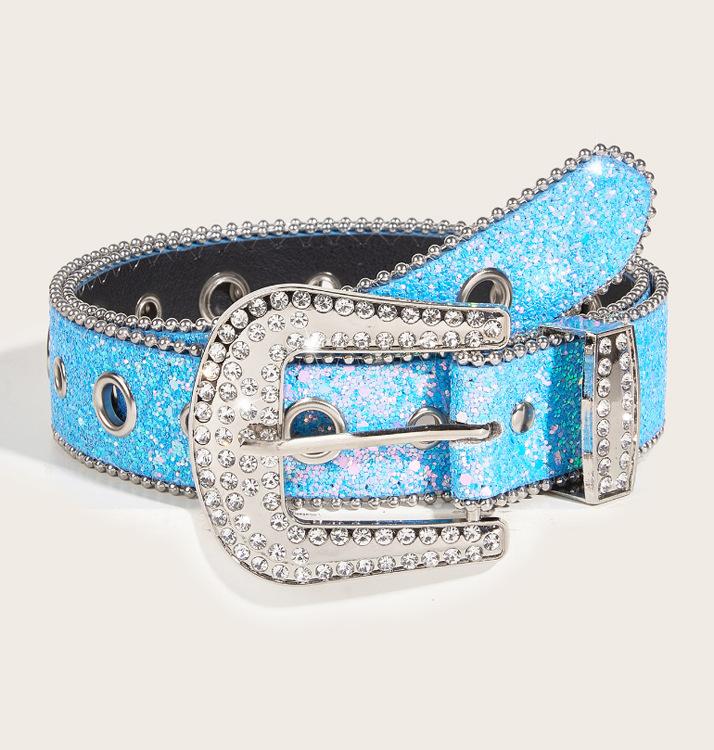 Edge Bead Wide Belt Women'S Style Belt Sequined Personalized Belt Women'S High-End Belt Women'S
