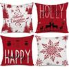 Short Plush Material Pillowcasechristmas Pillowcases: Merry Christmas, Holly, Happy Holidays, And Snowflake Designs Room Home De