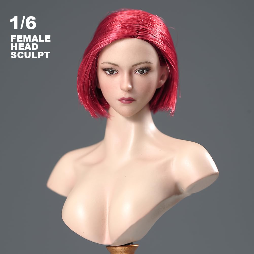 VERYCOOL VCF-2060 16 Scale Head Carving, Beautiful Girl Head Sculpt with Long Hair, Fits 12-Inch Female Action Figures (B)