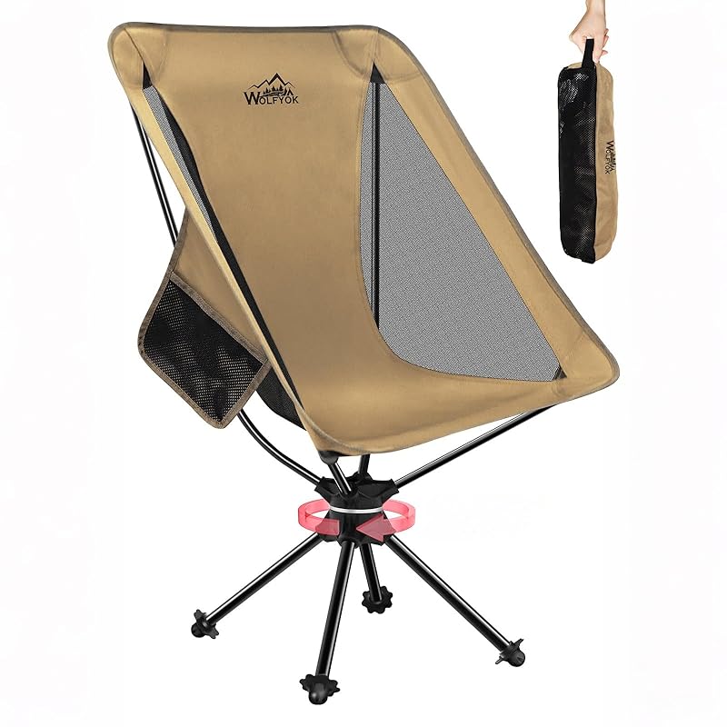 wolfyokoutdoors (Wolfyok Outdoors) - Компактное, складное туристическое кресло с высокой спинкой, вращающееся на 360°, с дышащим и водонепроницаемым сиденьем и 1000D