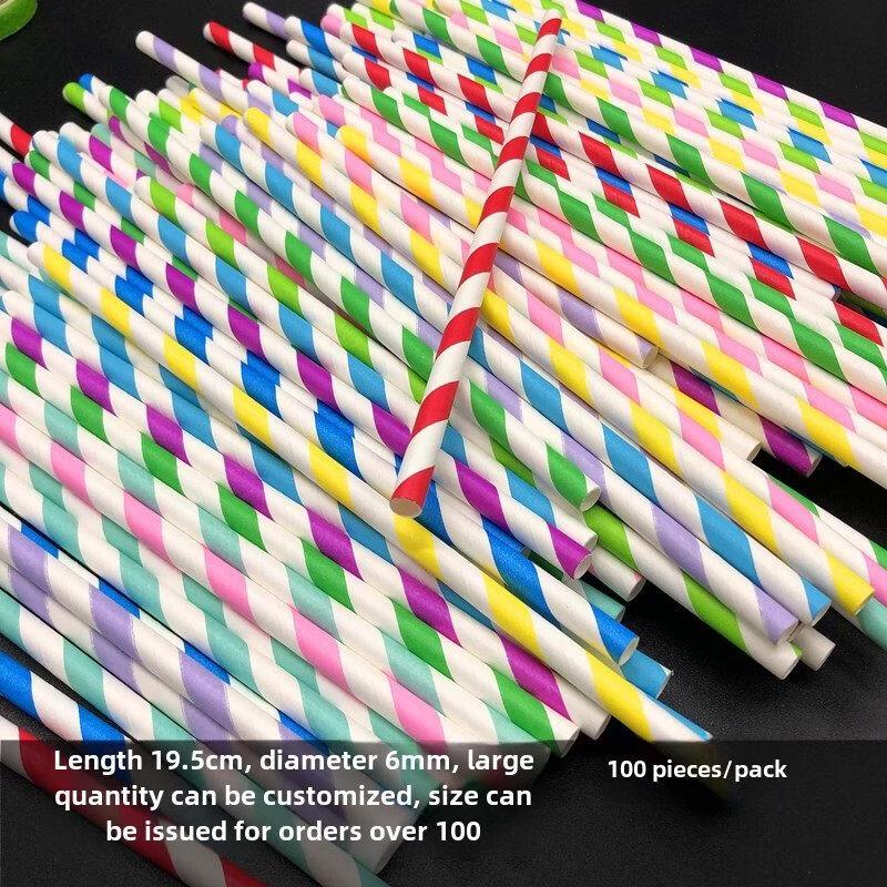 ZISIZ Biodegradable Colorful Paper Straws