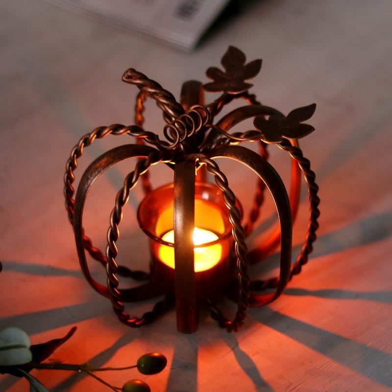 Home Wedding Decoration Table Christmas Decorations Iron Art Retro Decorations Halloween Gifts Pumpkin Candlestick