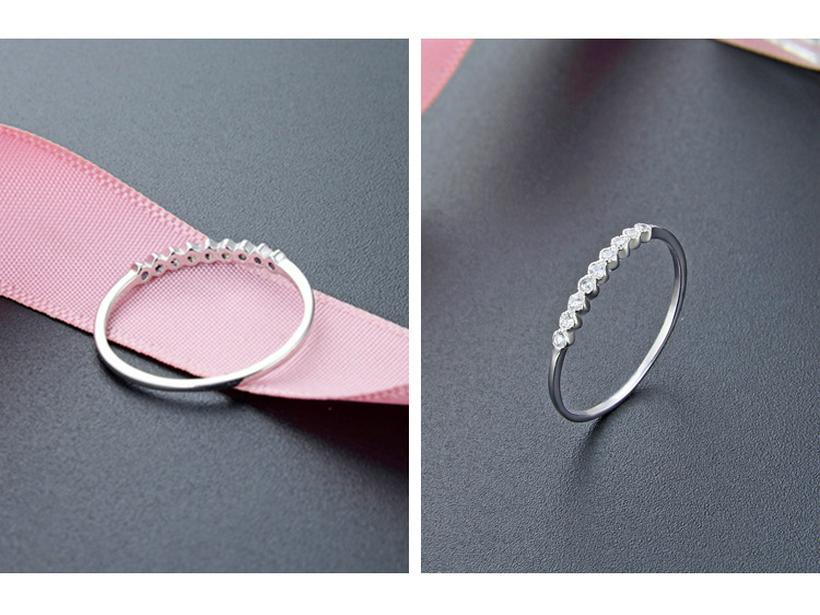 925 Sterling Silver Diamond Zircon Women's Minimalist Luxury Ring – Stackable for Index or Pinky Finger.