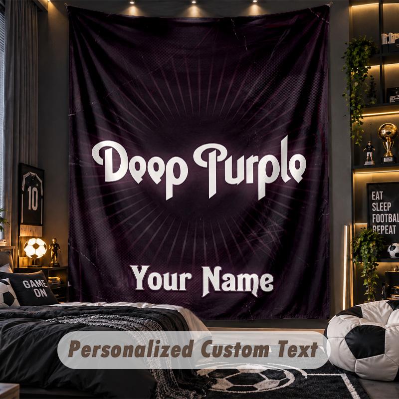 TapestryDeep Purple Custom Name Text Personalized Wall Hanging Tapestry Home Wall Decor