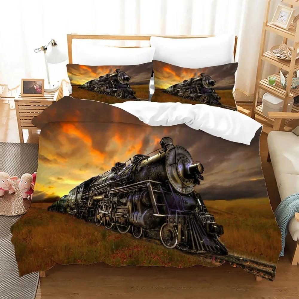 

Train Bedding Sets Kids Duvet Cover Bed Set Soft Quilt Cover Single Queen King Size Car Comforter Bedding Set 70x133cm