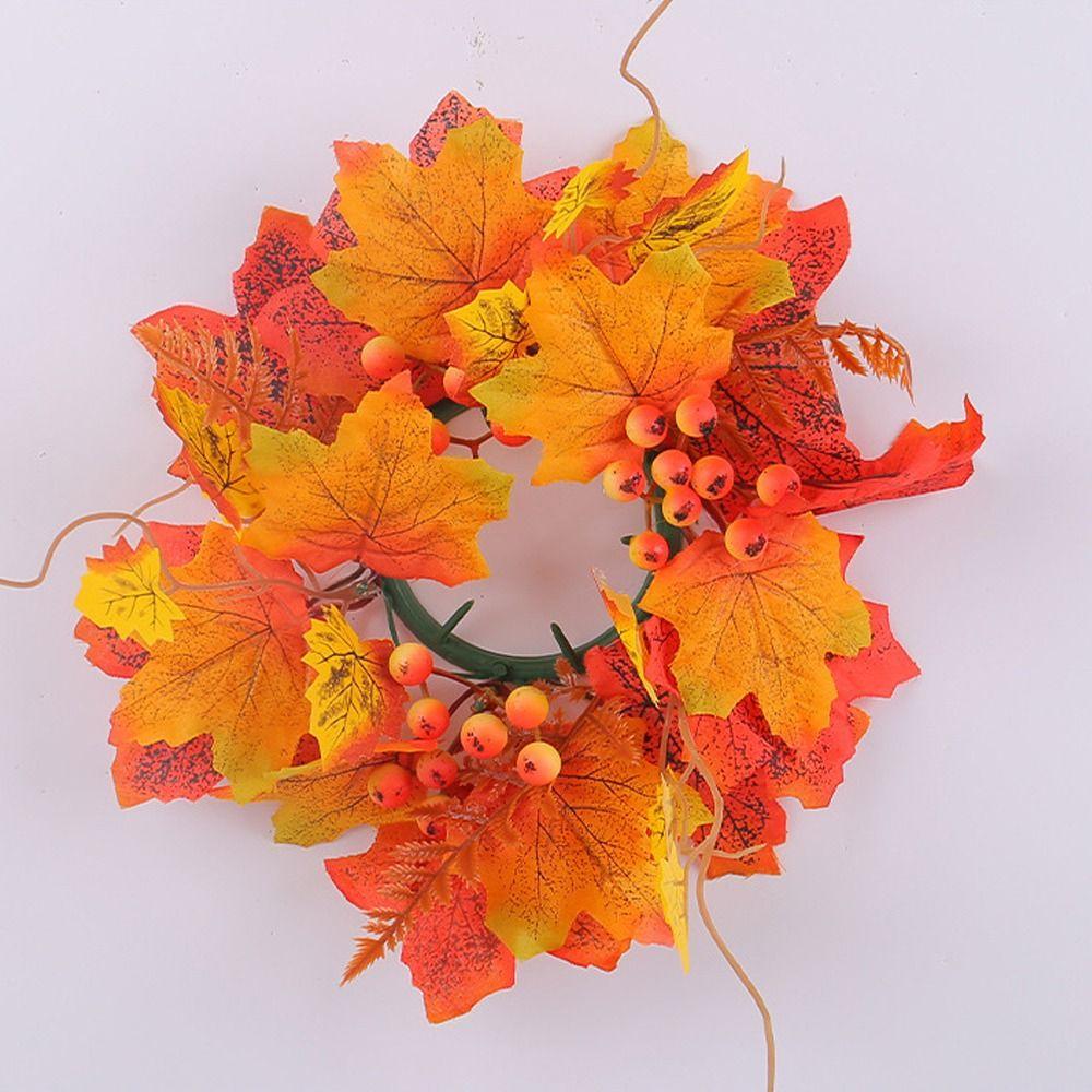 Realistic Maple Leaf Rose Candle Ring Reusable Artificial Vines  Halloween Decor Gifts