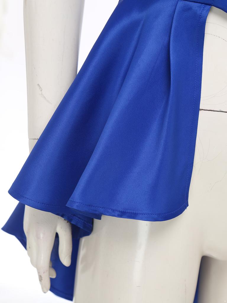 Damski kamizelka w stylu wiktoriańskim z kołnierzykiem wykładanym, bez rękawów, zapinana na guziki z przodu, z asymetrycznym falbankowym dołem, kurtka top