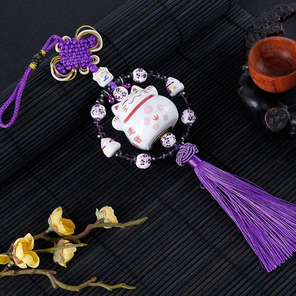 Pendant Ceramic Cat Ornament Lucky Cat Car Pendants Lucky Cat Car Interior Cat Hanging Pendant