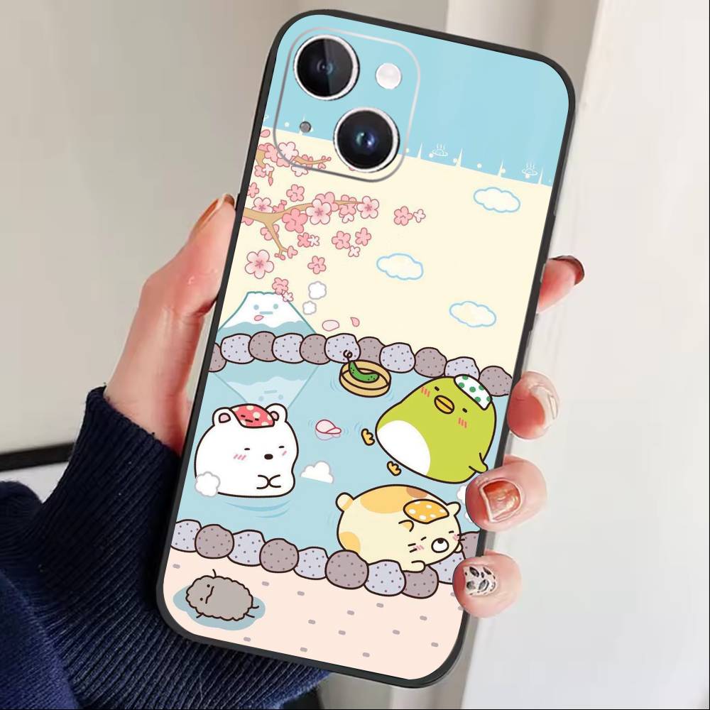 F-Sumikko Gurashi Phone Case For iPhone17,16,15,14,13,12 Plus,Max Soft Silicone Black Cover