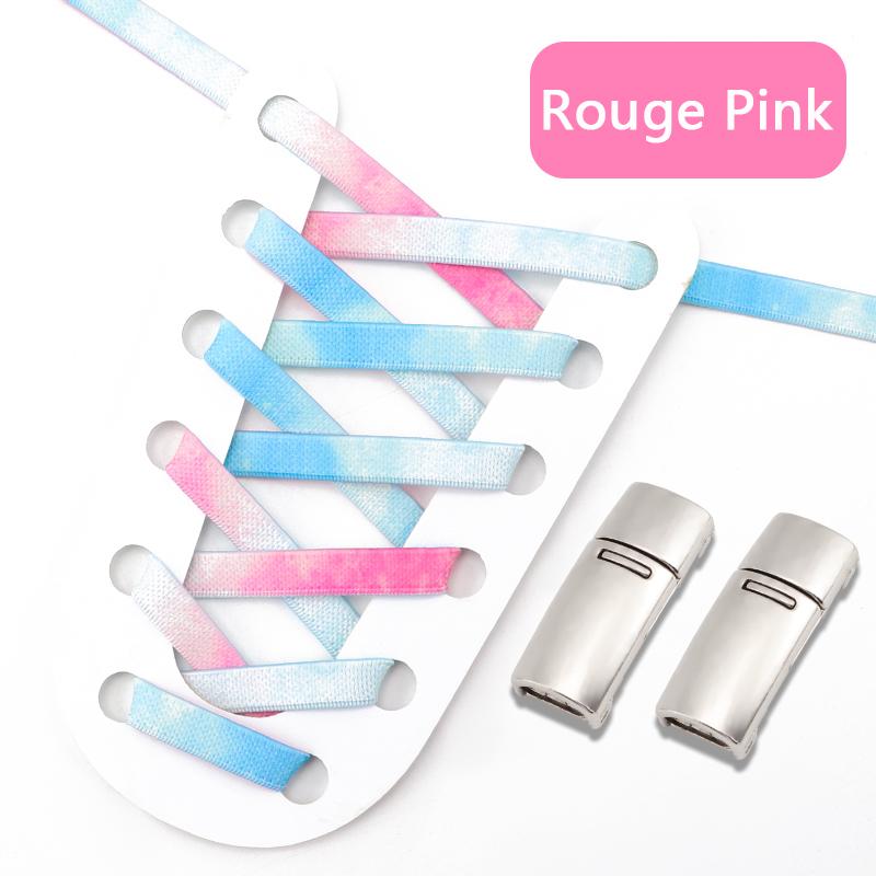 1 Pair No Tie Shoelaces Magnetic Metal Lock Elastic Shoe Laces Colorful Flat Leisure for Men and Women Lazy Shoelace Accessories