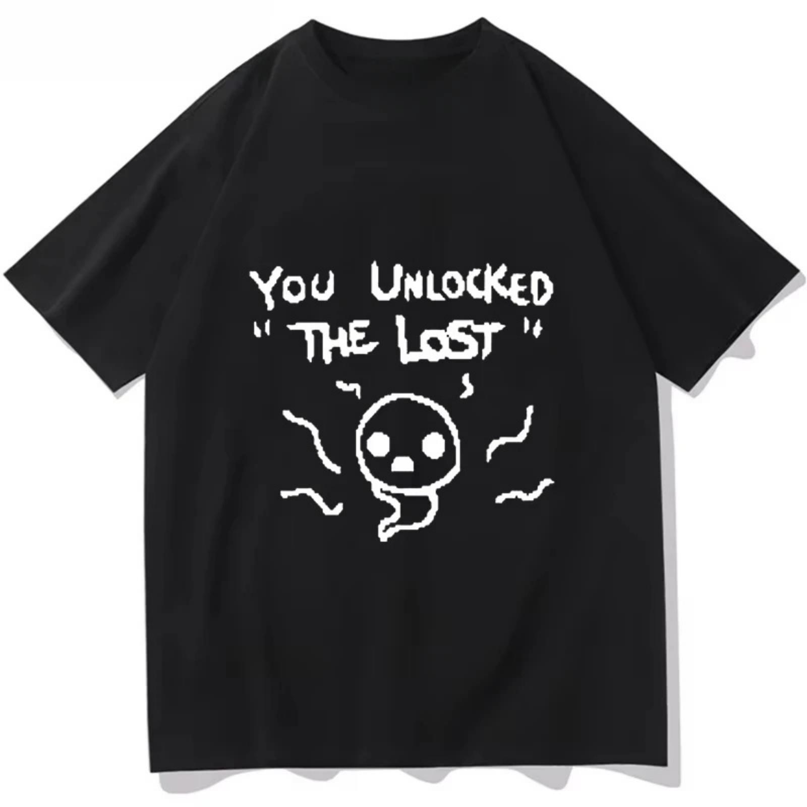 Binding Of Isaac Вы Разблокировали The Lost Футболка Винтажные Графические Футболки Мужские Женские Мода Классические Футболки с Круглым Вырезом и Коротким Рукавом S
