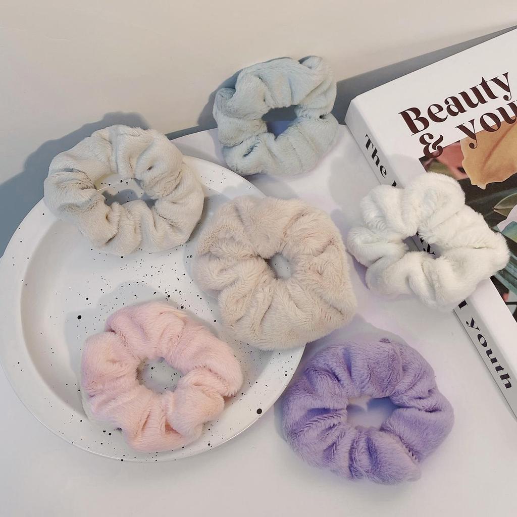 3pcs Solid Plush Large Intestine Hair Loop Scrunchies for Women Elasticity Hair Loops Fashion Hair Accessories