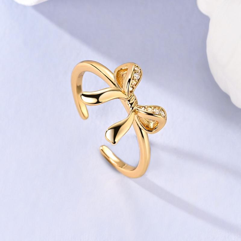 New Authentic Copper Ring Heart Bow FourLeaf Shamrock Crown Guardian Eye Ring Ideal For Women Girl Wedding Jewellery Gift
