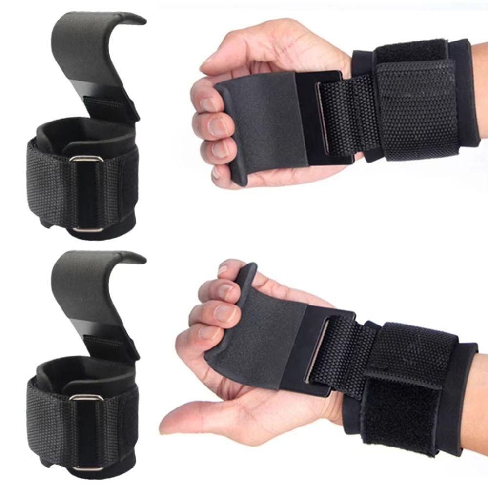 1 PC/Pair Non-Slip Weight Lifting Grip Hook Pull-up Steel Hook Grips Strap  Gym