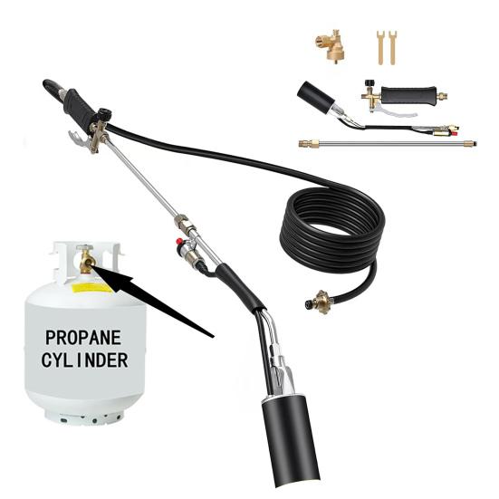 Propane Torch Weed Burner Kit High Output Long Short Mode Propane Torch Self Igniter Turbo Trigger Flamethrower with 10FT Hose for Weeding Melting