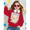 Kids Loose Crewneck Sweatshirt, Cute Cartoon Cat Print Trendy All-Match Long Sleeve Top for Spring Autumn