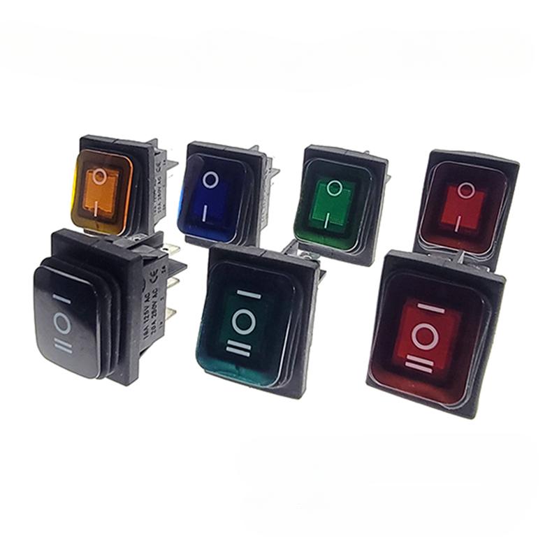 

2Pcs KCD4 16A 125V 20A 250v Waterproof Heavy Duty Toggle Switch Illuminated Latching 4pins on Off Emergency Marine Rocker Switch 2Pcs