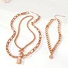 European and American retro trend love lock pendant OT buckle multi-layer necklace personalized hip-hop coins stacked collarbone chain