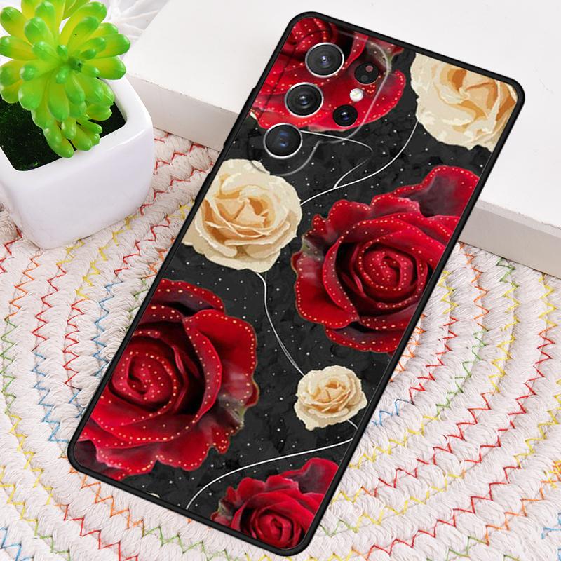 Elegant Vintage Floral Rose Phone Case for Samsung Galaxy Note 10 Pro S26 Ultra S23 S24 FE S25 S21 S22 PLUS Shockproof Cove