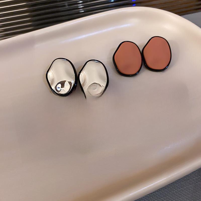 

Silver Needle Geometric Irregular Fold Earrings - Niche Simple Mirror Design Silver Needle золотой