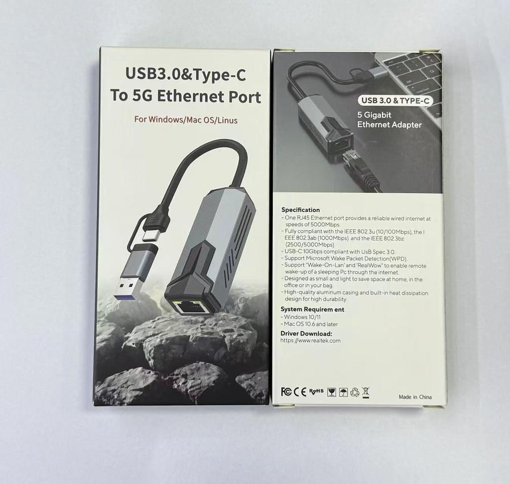 USB/Type-C 5G Ethernet Network Adapter for Computers/Tablets