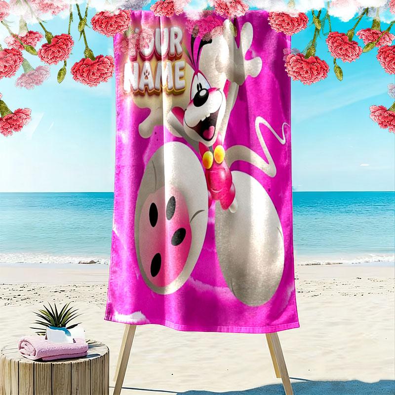 Diddl Custom Name Print Beach Towel, Large Soft Quick Dry Towel for Beach Camping Swimming