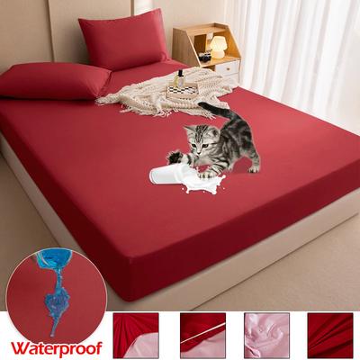 Waterproof  Fitted Sheet Style Breathable Mattress Cover with Deep Pocket Noiseless Bed Cover for Kids Adults Pets, Machine Washable