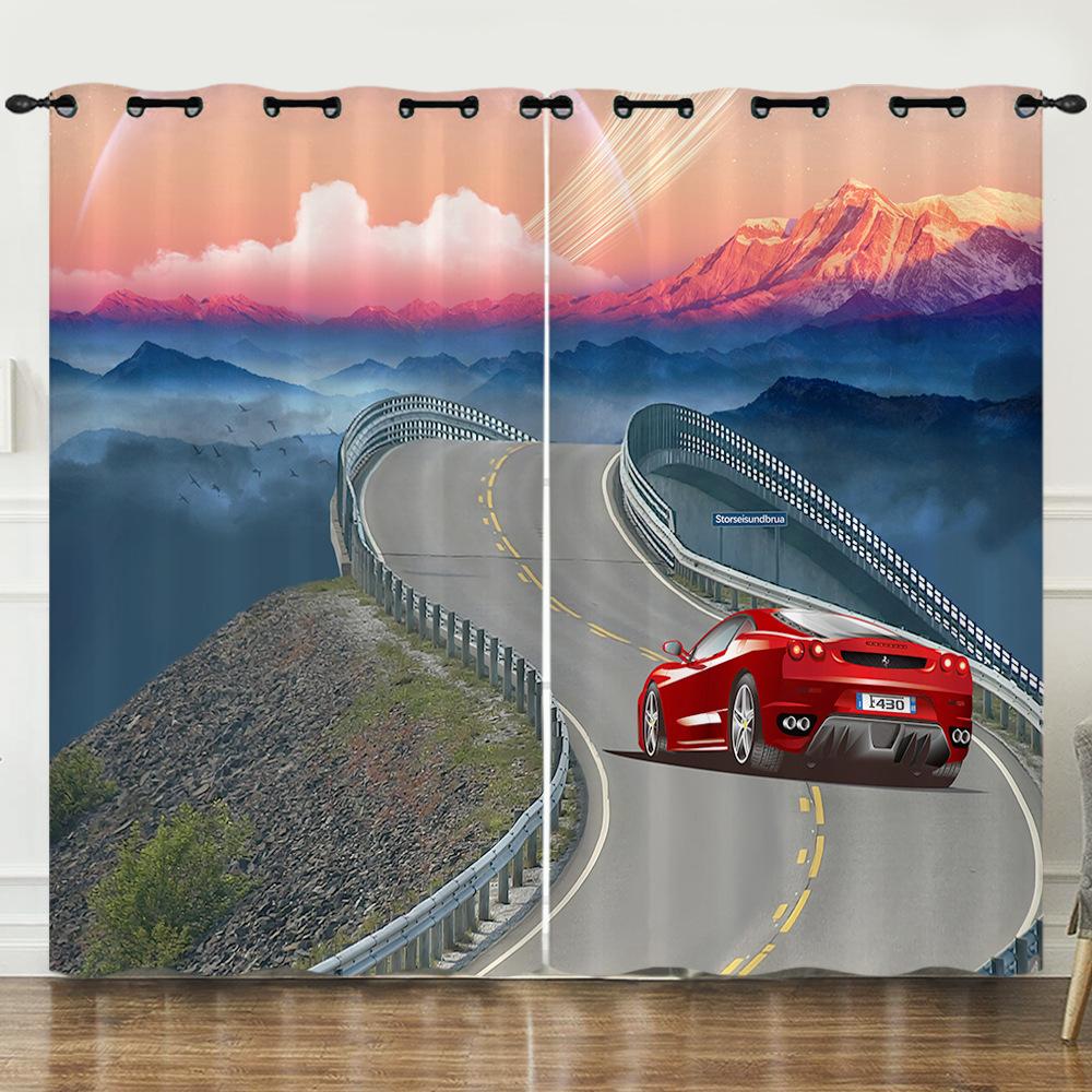 Curtain Race Racing 3D Digital Printing Blackout Curtain Punching