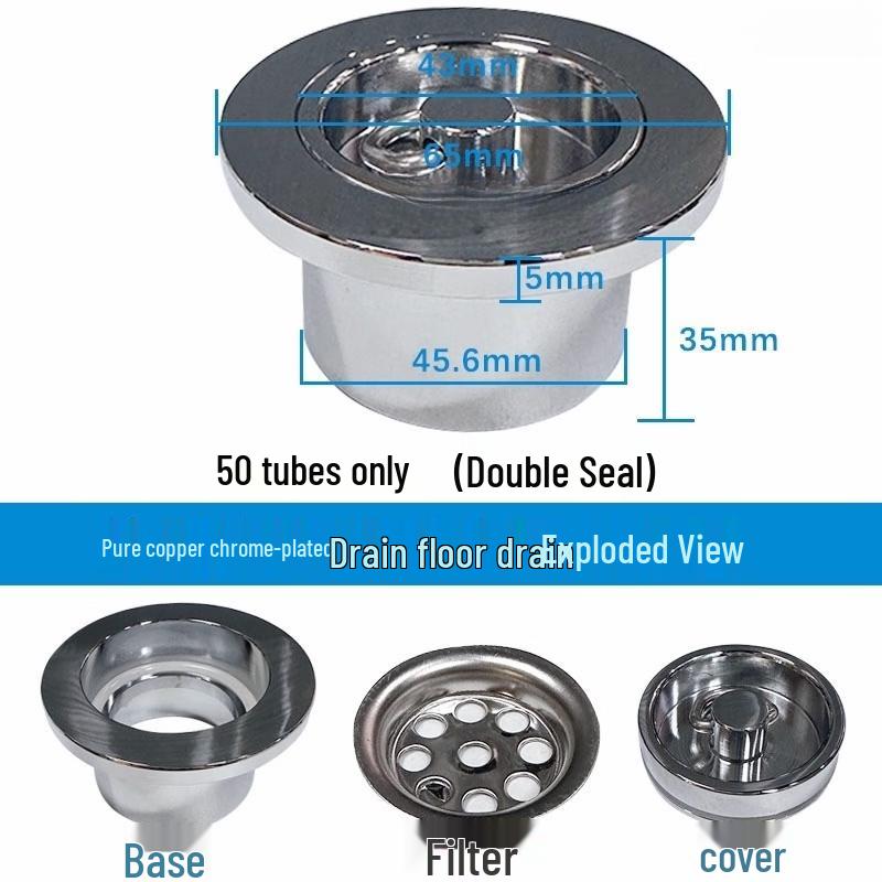 Copper Floor Drain Plug with Double Seal and Pull Ring