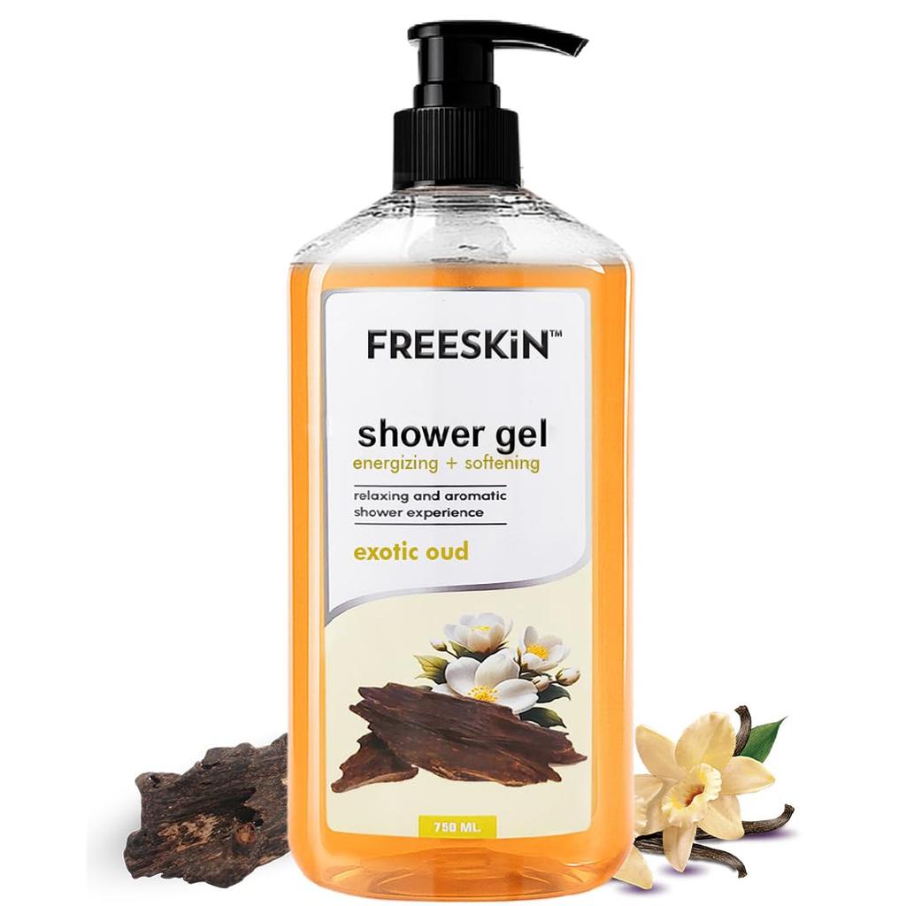 Freeskin Exotic Oud Shower Gel-750ml - Luxurious Body Wash Infused with Rich Oud Essence for Deep Cleansing, Long-Lasting Fragrance, and Nourishe