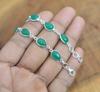 Solid 925 Sterling Silver Green Onyx Gemstone Handmade Designer Bracelet Link Bracelet
