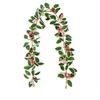 Green Leaves Christmas Pink Berries Wreath DIY Simulation Plants  New Year