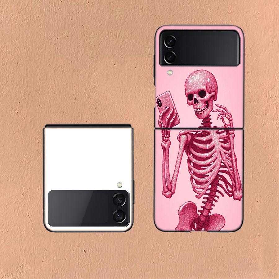 A Funny Skeleton Skull Coque For Samsung Z Flip7 6 Galaxy Case Shockproof Z Flip5 Z Flip3 4 5G Hard Cover Phone TPU PC Hard Fun