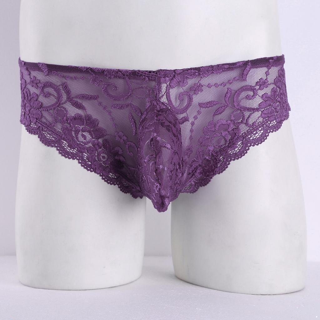Menn Undertøy Blonder Floral Bulge Pouch Low Rise Bikinitruser Undertøy Underbukser