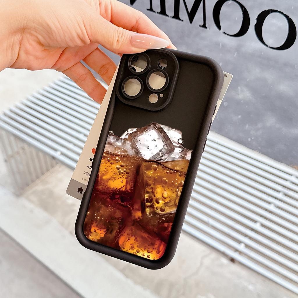 Ice Coffee Pattern Soft TPU Phone Case for iPhone 17 Air 16 15 14 Pro Max Plus 13 12 Mini 8 7 X Xs Back Cover
