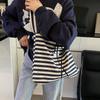 Striped canvas bag 2025 new lazy wind tote bag student large capacity casual shoulder bag women