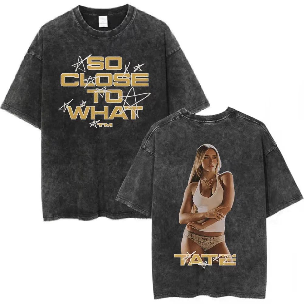 Tate McRae Graphic T Shirt Washed Black Y2K Streetwear Unisex Tee S-XXL 4XL