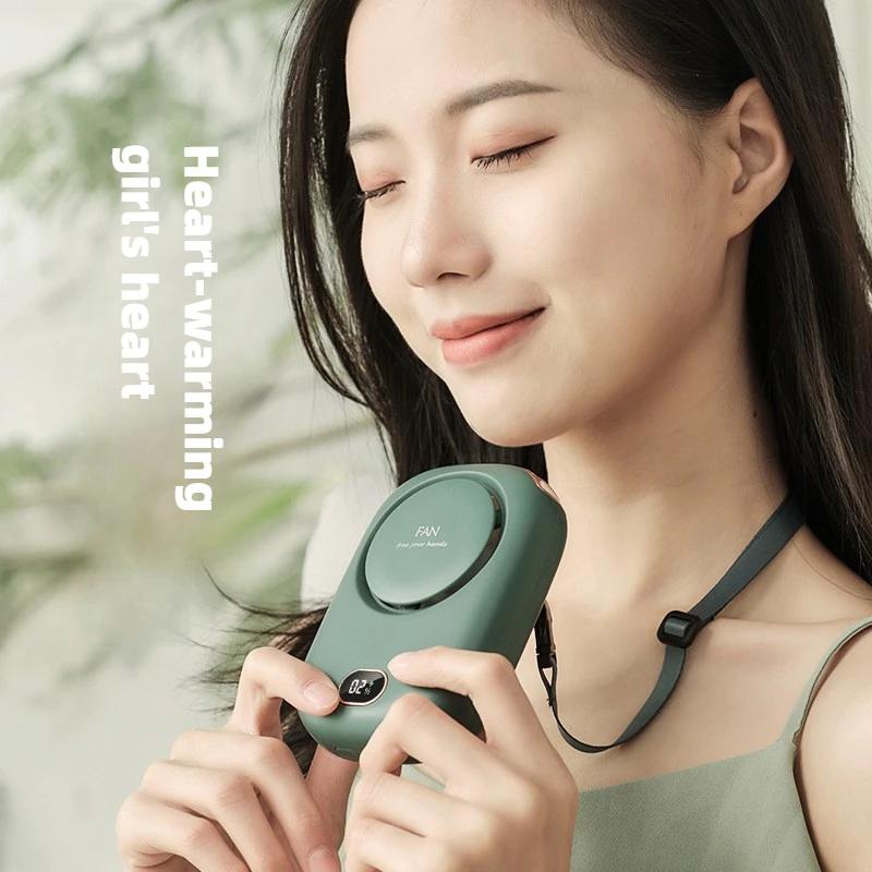 Bladeless Neck Fan USB Charging Portable Digital Display Outdoor Fan Mini Lanyard Fan