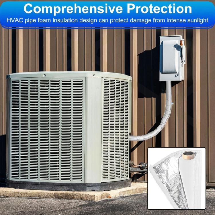 Insulated Air Conditioning Pipe Sleeve Zipper Design Aluminum Foil Lining Weather Resistant Cover for Outdoor Unit